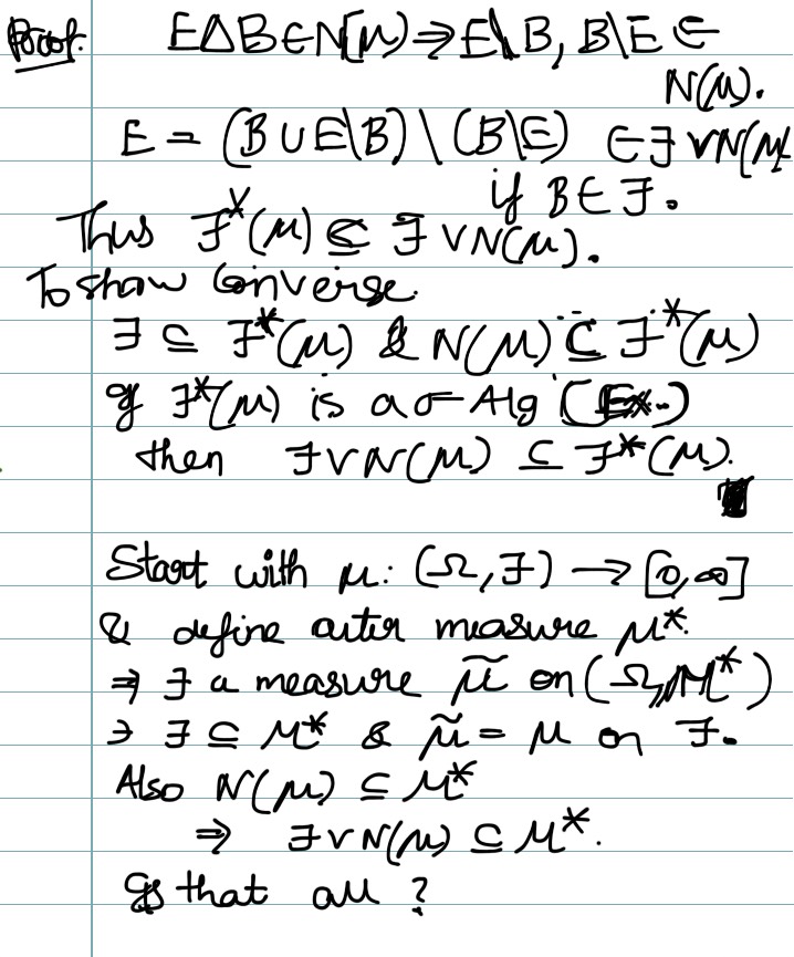 Incomplete Measure Notes Note 6 : Completion of Measures